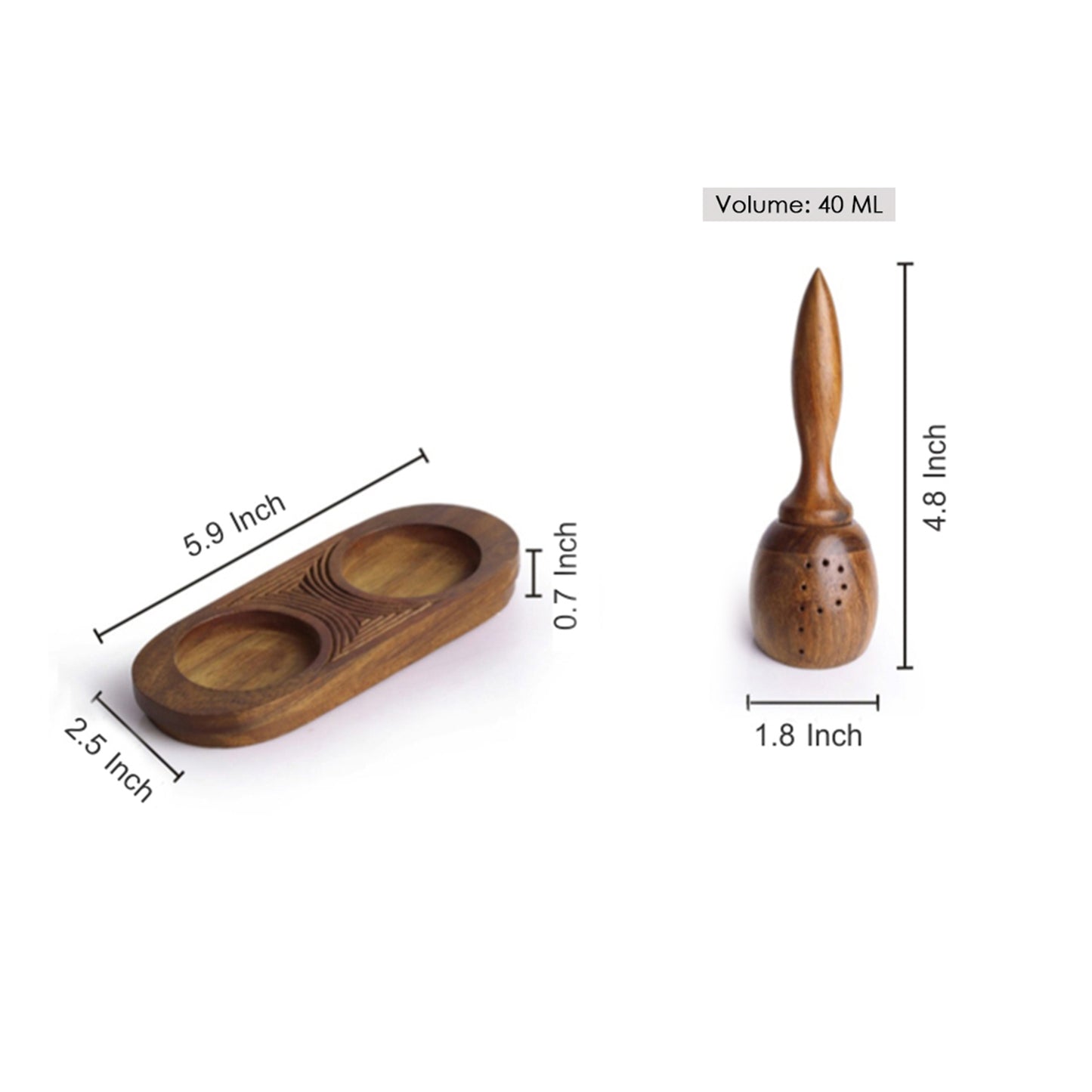 Unique Slanting Salt & Pepper Shaker With Tray In Sheesham Wood