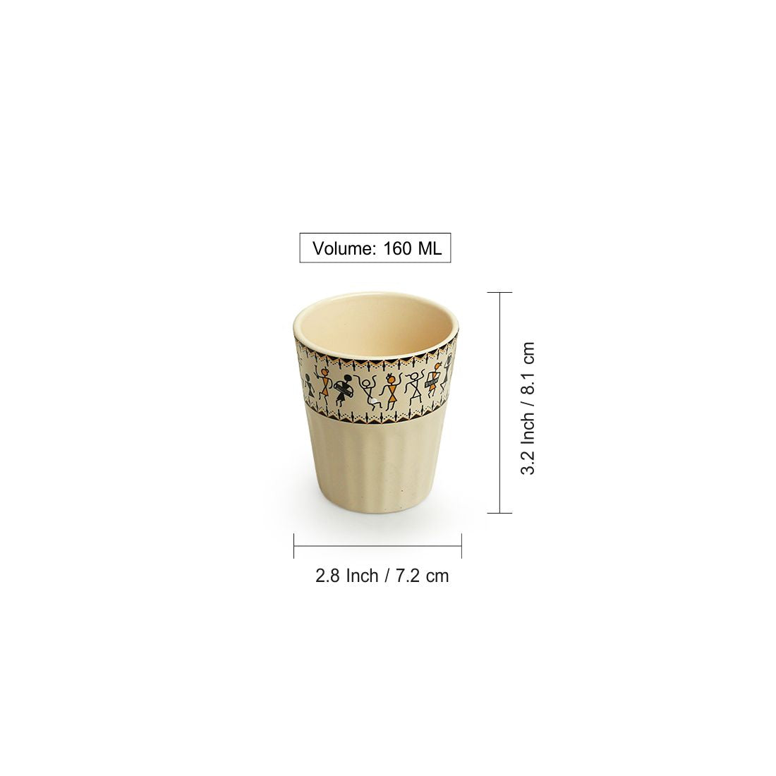 Whispers of Warli – Handcrafted Ceramic Tea and Coffee Glasses (Set of 6)