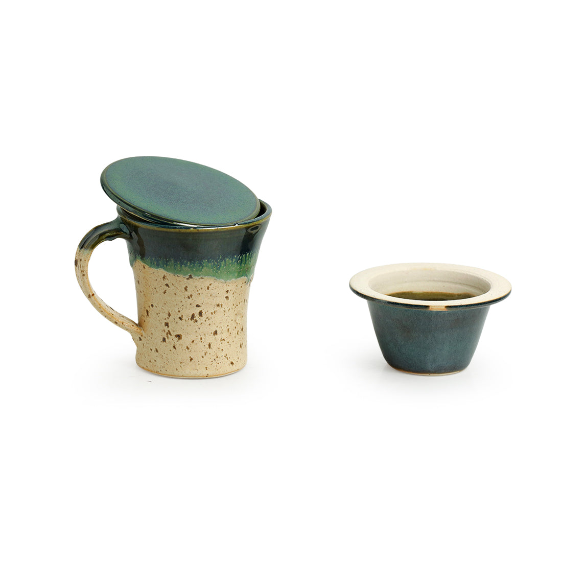 Morning Musts - Handcrafted Studio Pottery Green Tea Filter Mug