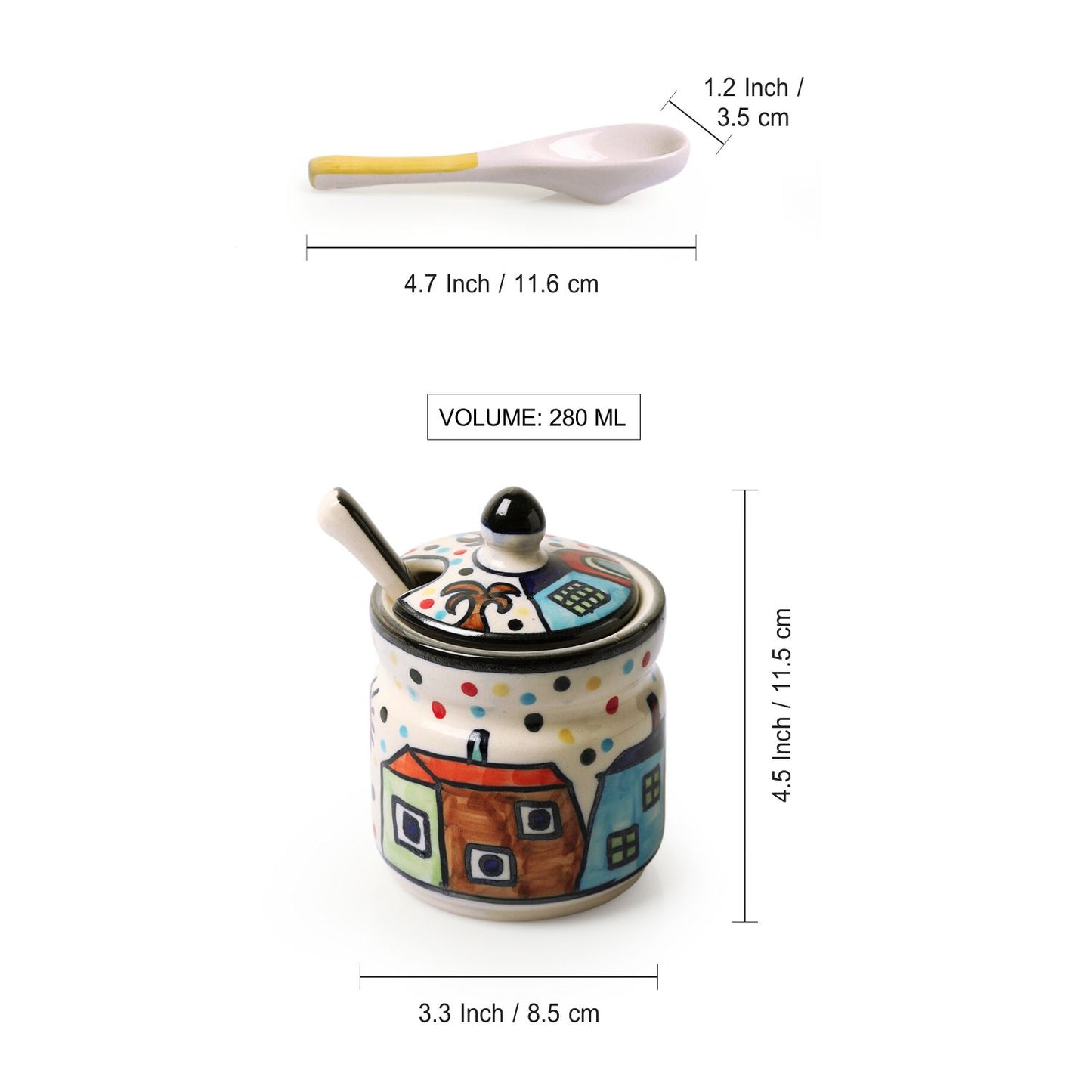 Village Sunrise – Hand-painted Pickle & Chutney Jar Set (280 ml x 2)
