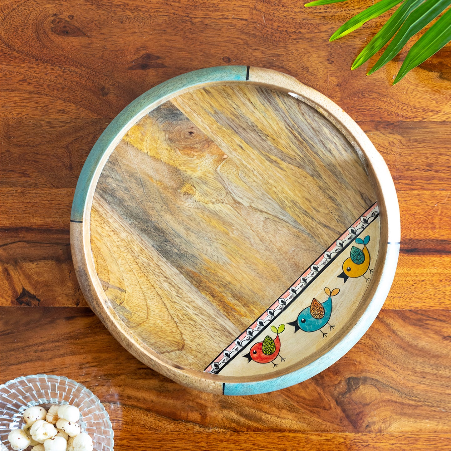 Flock Of Birds - Decorative Serving Tray In Mango Wood (Hand-Painted)