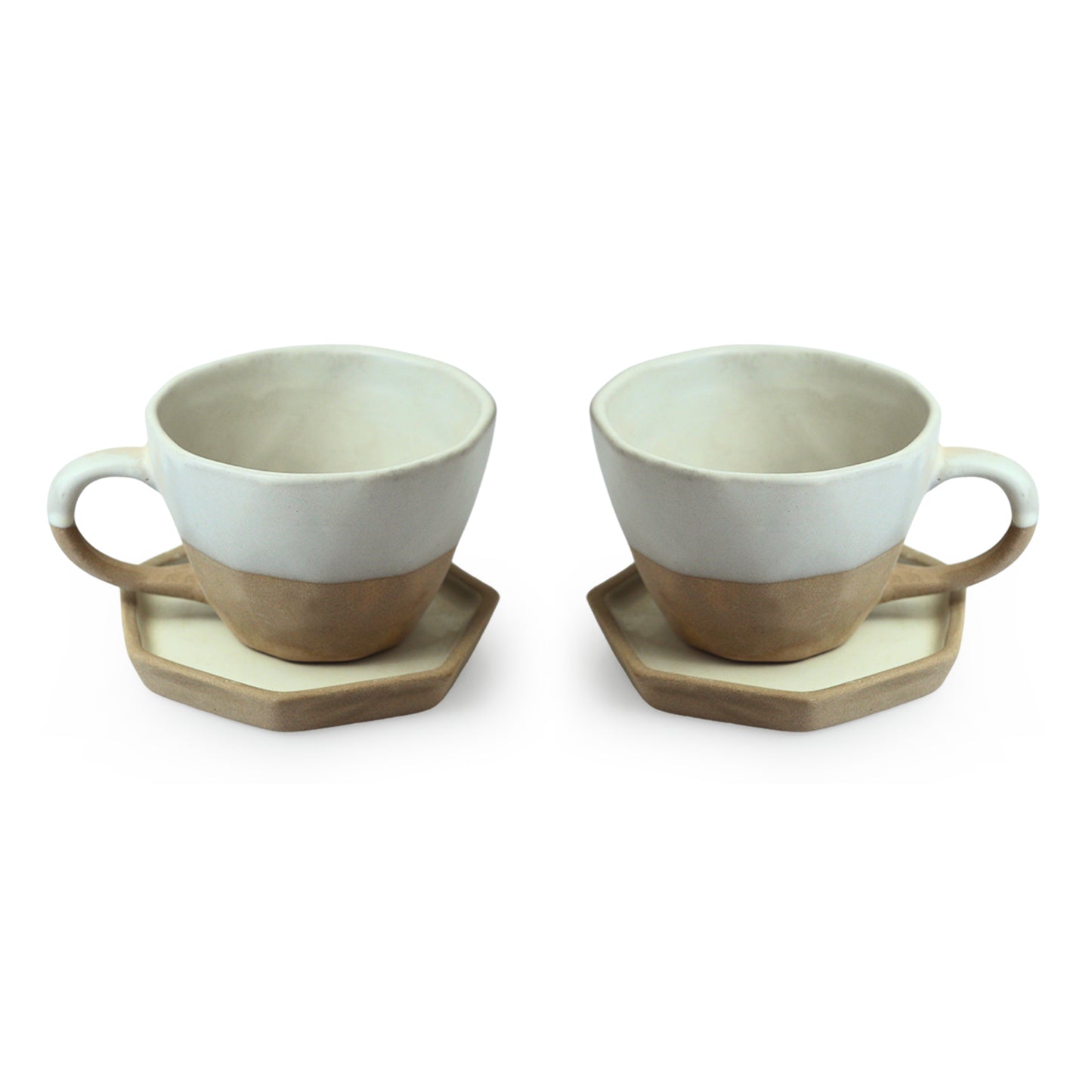 “Mineral Mornings” – Slate Grey Ceramic Cup & Saucer Set of 2