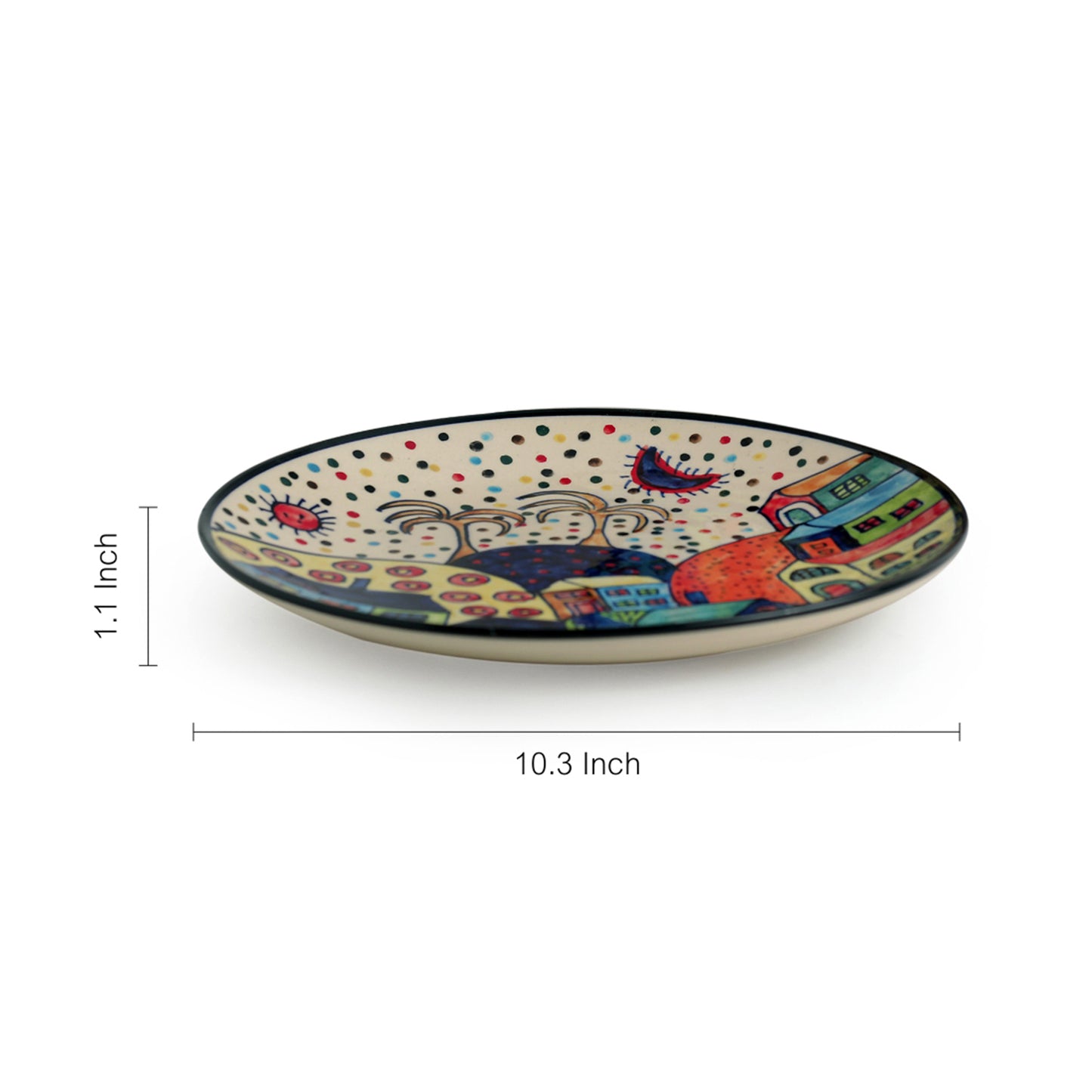 ‘Whispers of Puducherry’ Hand-Painted Dinner Plates (Set of 2, 10.3")