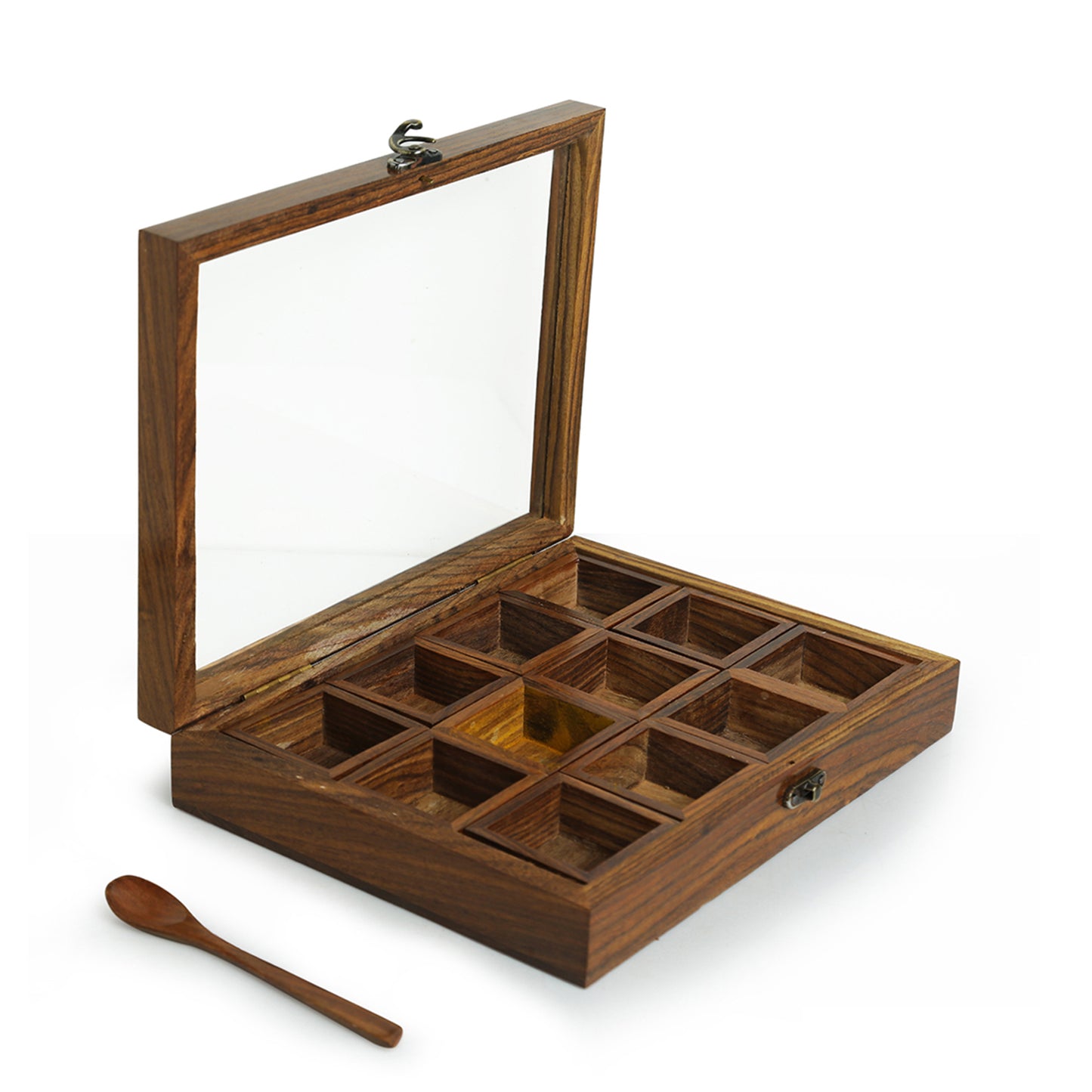 Handcrafted Wooden Spice Organizer – 12-Compartment Box