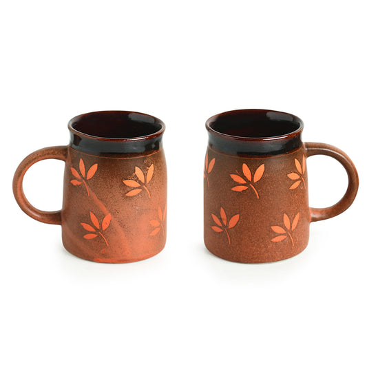 Leaf Sips Handcrafted Ceramic Mug Set (Set of 2)