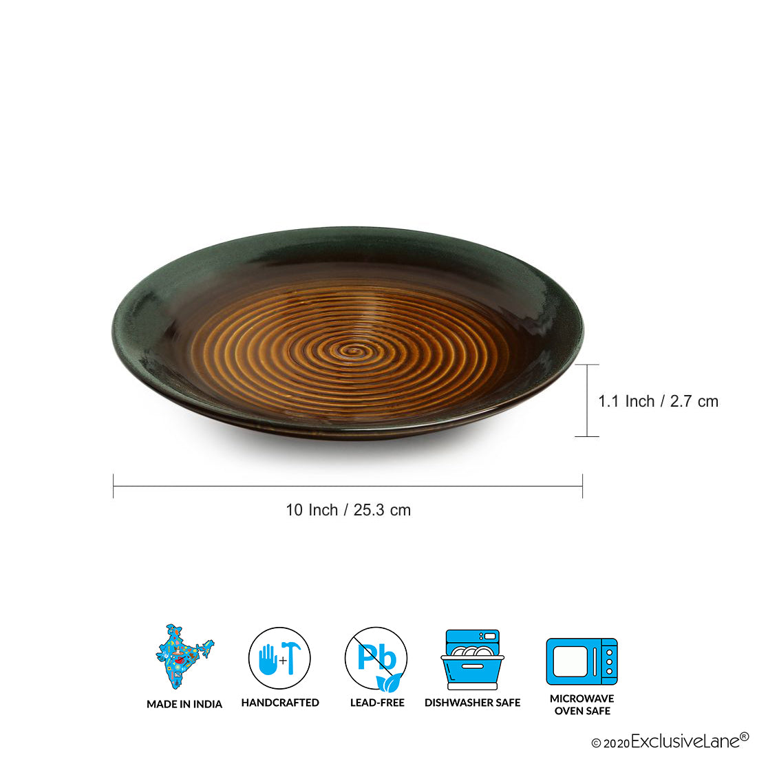 ‘Volcanic Reverie’ Studio Pottery Dinner Plates (Set of 2, Microwave Safe)
