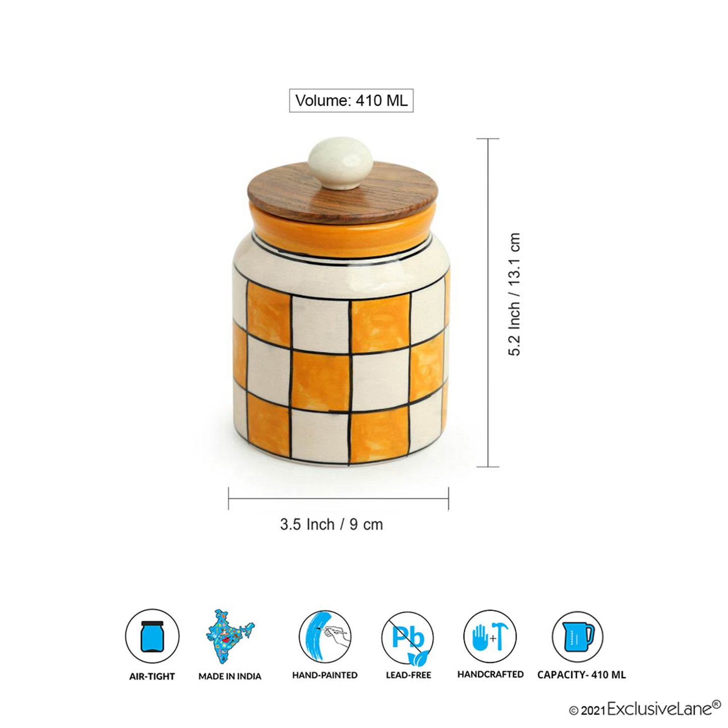 Shatranj Checkered Hand-painted Multi-Purpose Storage Jars & Containers in Ceramic