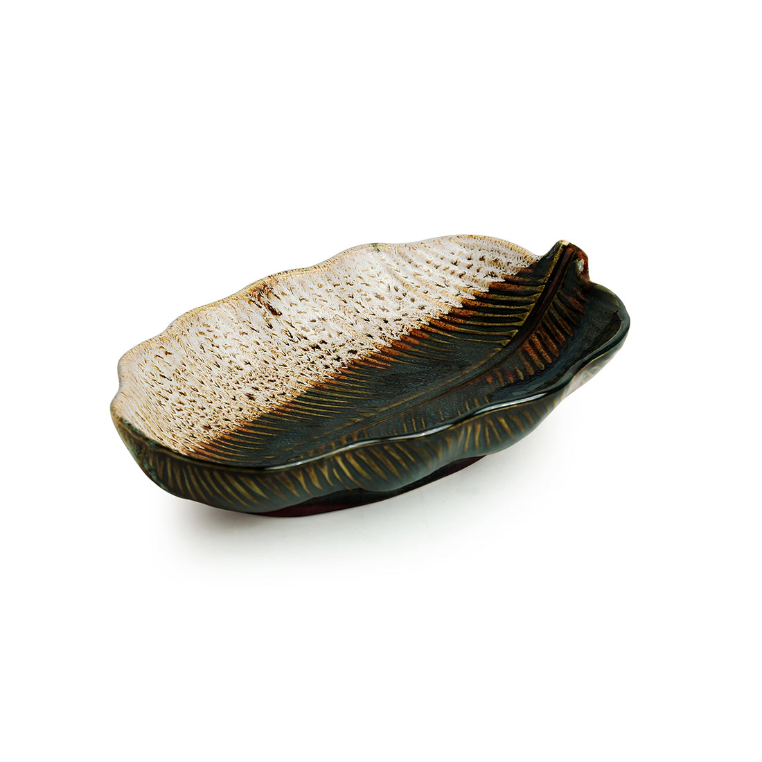‘The Banana Leaf’ Handcrafted Ceramic Serving Platter (24.9 cm | Microwave Safe)