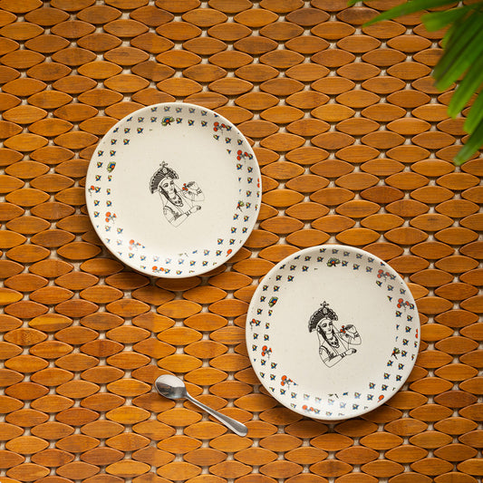 ‘Mumtaz’s Bloom’ Ceramic Quarter Plates (Set of 2, Microwave Safe)