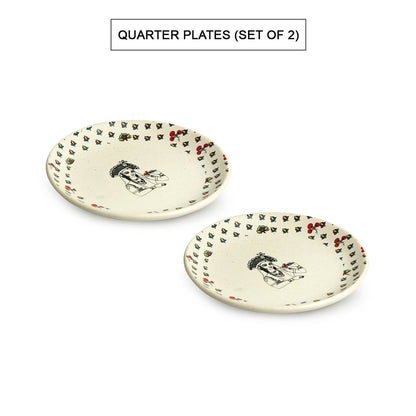 ‘Mumtaz’s Bloom’ Ceramic Quarter Plates (Set of 2, Microwave Safe)