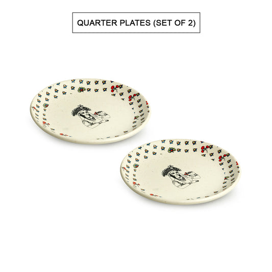 ‘Mumtaz’s Bloom’ Ceramic Quarter Plates (Set of 2, Microwave Safe)