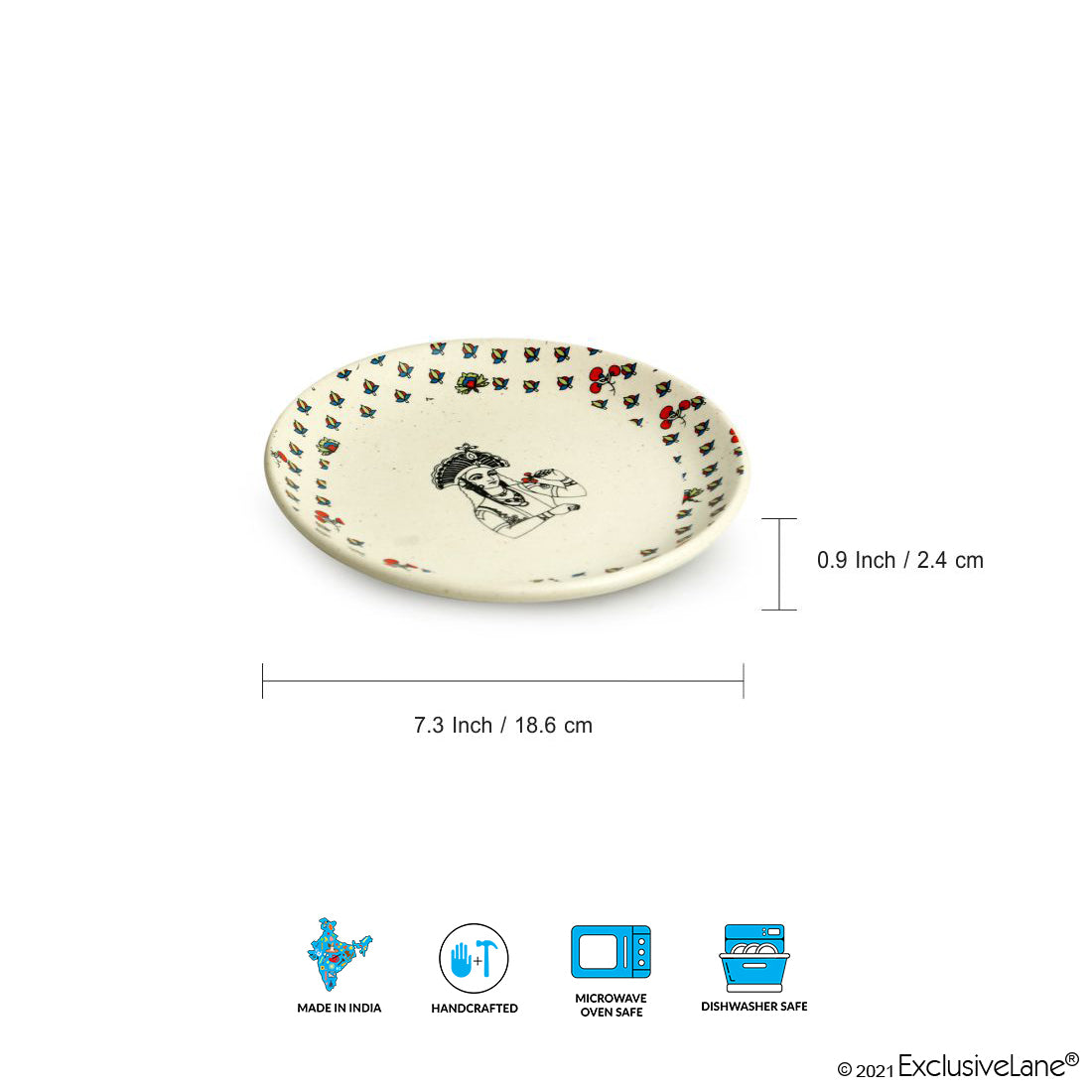 ‘Mumtaz’s Bloom’ Ceramic Quarter Plates (Set of 2, Microwave Safe)