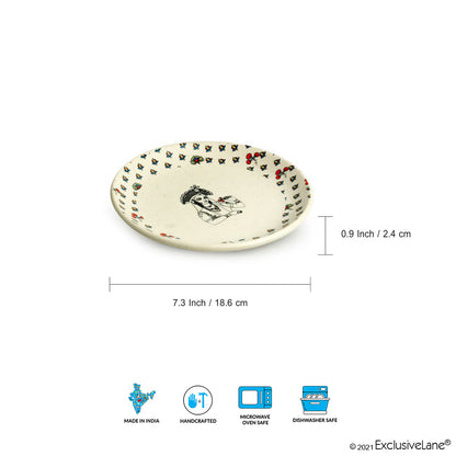 ‘Mumtaz’s Bloom’ Ceramic Quarter Plates (Set of 2, Microwave Safe)