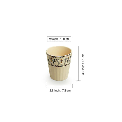 Whispers of Warli – Handcrafted Ceramic Tea and Coffee Glasses (Set of 6)