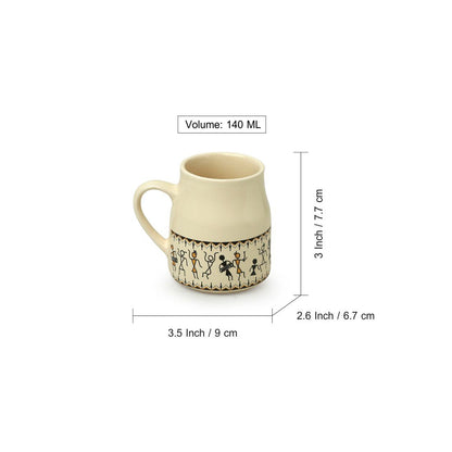 Whispers of Warli – Handcrafted Ceramic Tea & Coffee Cups (Set of 6)