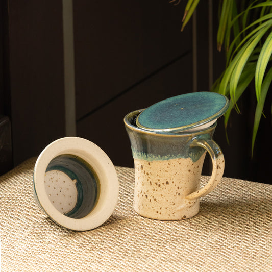 Morning Musts - Handcrafted Studio Pottery Green Tea Filter Mug