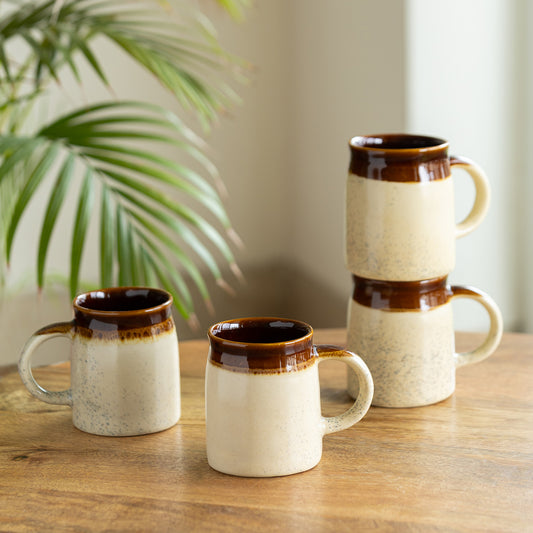 “Cocoa Calm” Studio Pottery Mug Set (Set of 4)