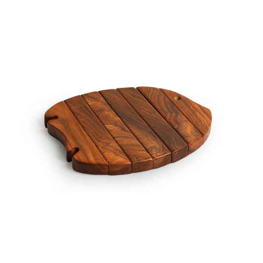 “Tideform” Handcrafted Expandable Fish Trivet in Sheesham Wood