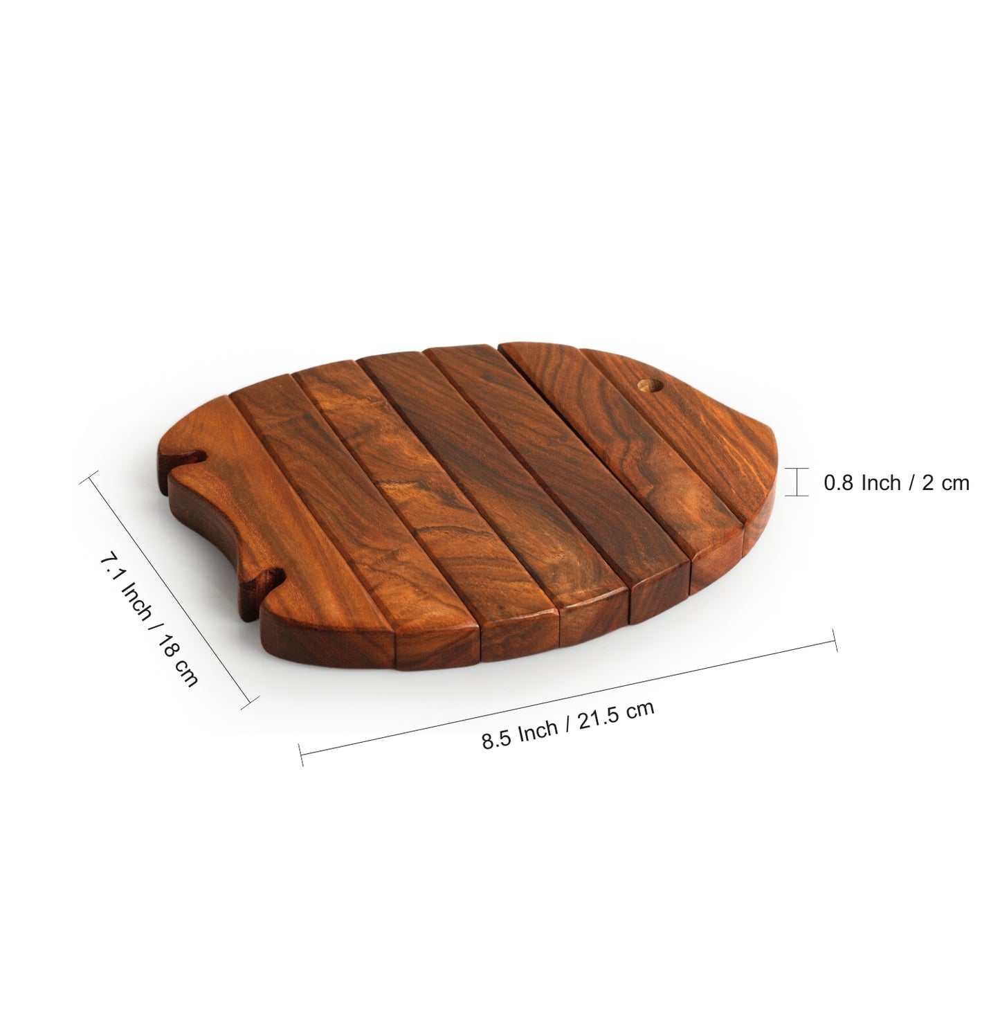 “Tideform” Handcrafted Expandable Fish Trivet in Sheesham Wood