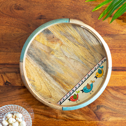 Flock Of Birds - Decorative Serving Tray In Mango Wood (Hand-Painted)