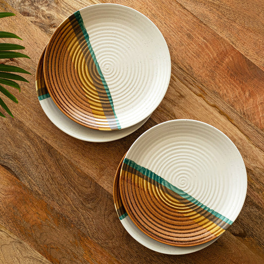 'Zen Garden' Hand Glazed Ceramic Dinner Plates (Set of 2, Microwave Safe)