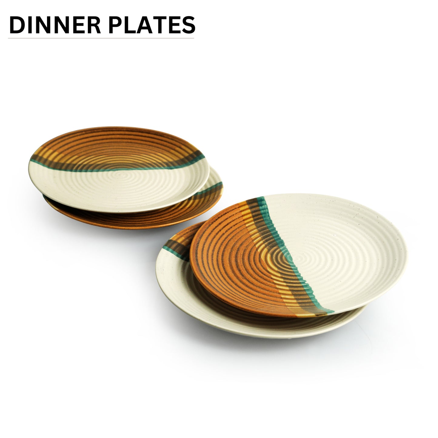 'Zen Garden' Hand Glazed Ceramic Dinner Plates (Set of 2, Microwave Safe)