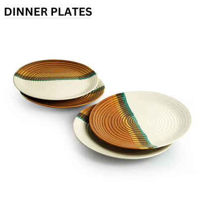 'Zen Garden' Hand Glazed Ceramic Dinner Plates (Set of 2, Microwave Safe)
