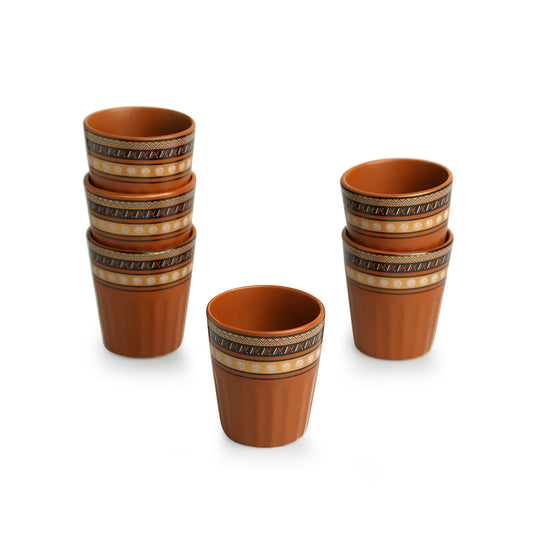 Terra Tones Handcrafted Ceramic Tea and Coffee Kullad Set - Set of 6