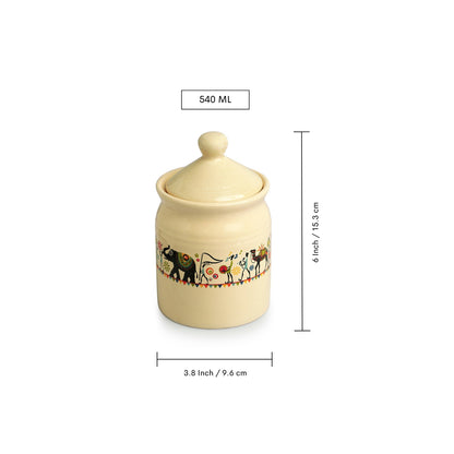 Elephant Motif Multi-Purpose Ceramic Pickle and Jam Jar