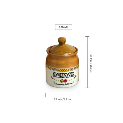 Multi-Purpose Ceramic Pickle & Condiment Jar Set (Set of 3, 280 ml)