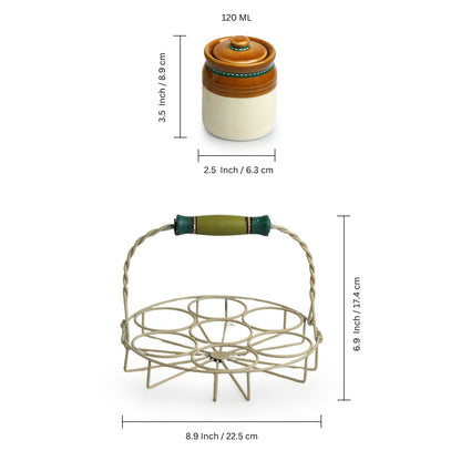 Old Martaban Multi-Purpose Ceramic Pickle and Jam Jar Set and Holder