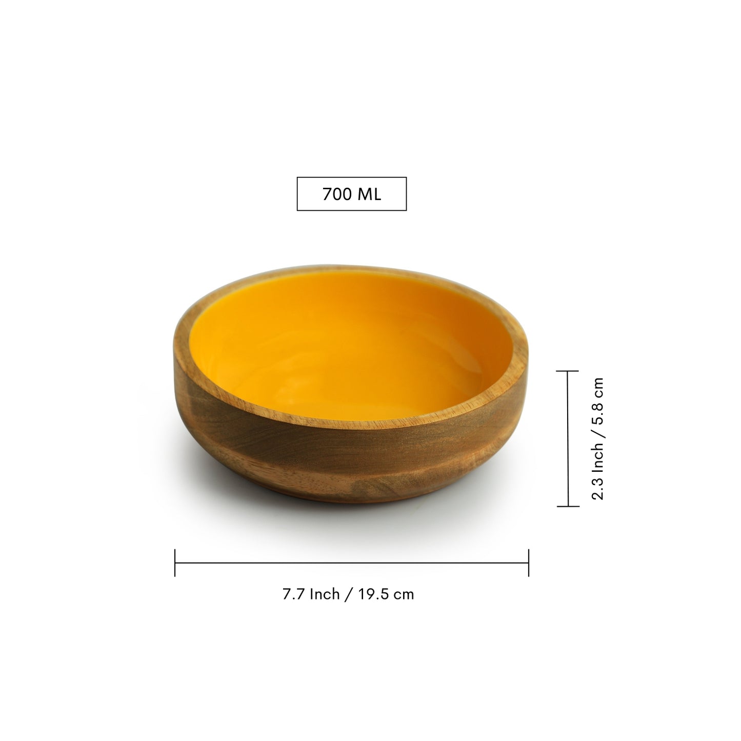 Honey Hive – Hand-Enamelled Wooden Salad Bowl with Servers (700 ML, Set of 3)