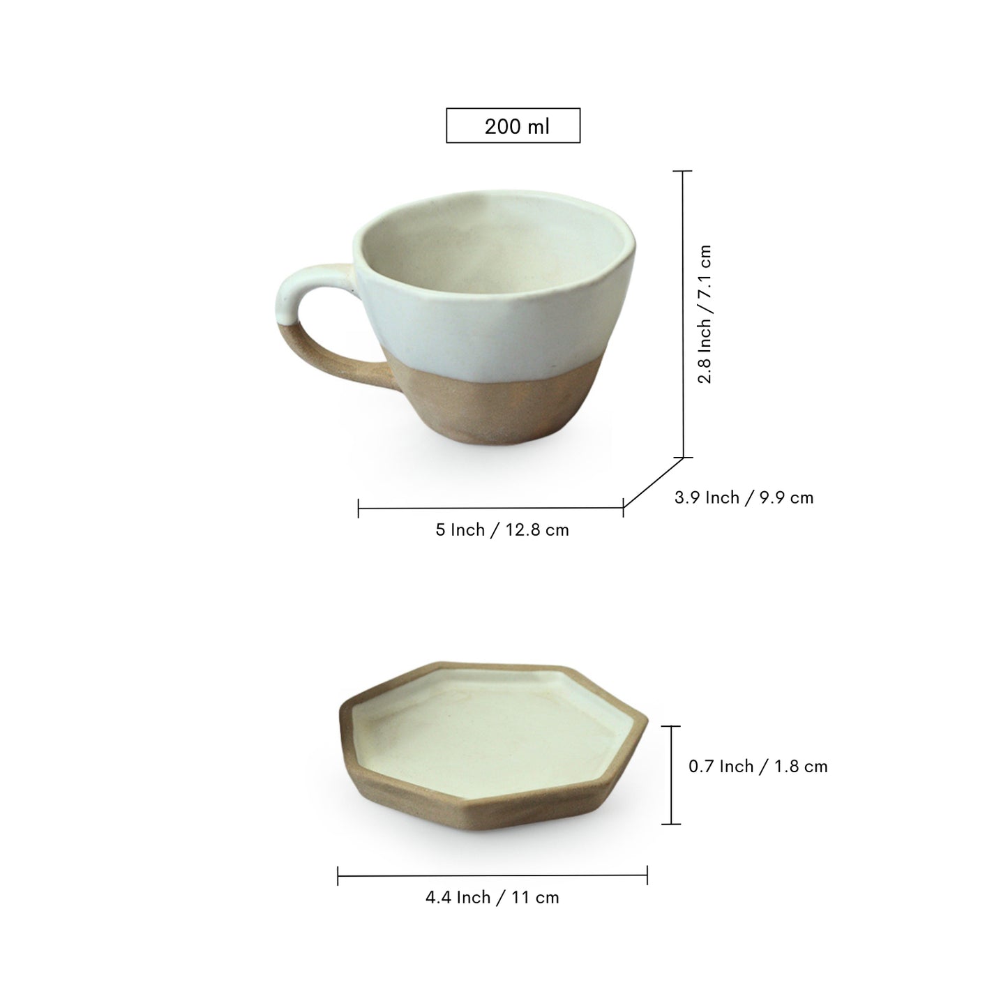“Mineral Mornings” – Slate Grey Ceramic Cup & Saucer Set of 2