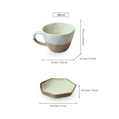 “Mineral Mornings” – Slate Grey Ceramic Cup & Saucer Set of 2