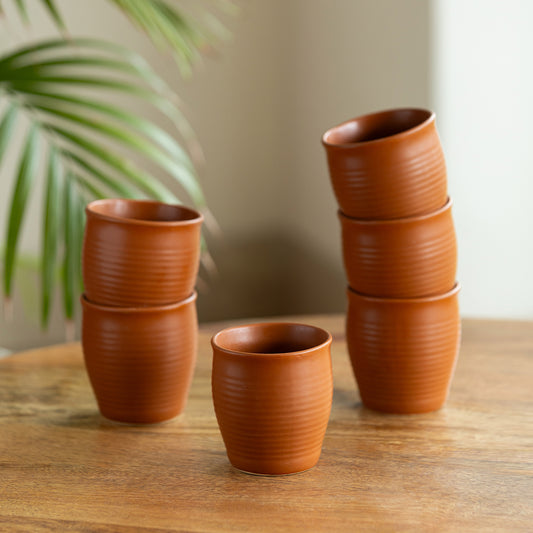 Terra Handcrafted Ceramic Coffee and Tea Kullad Set - Set of 6