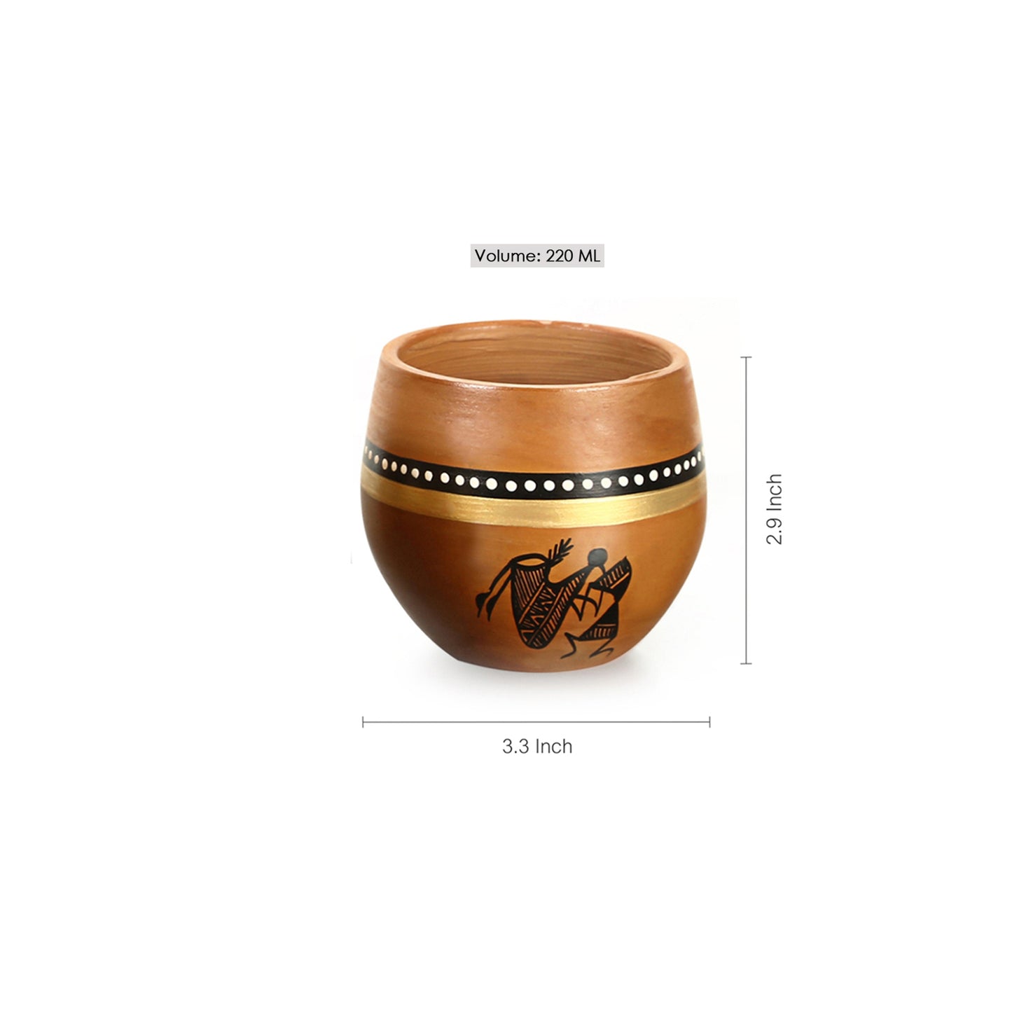 New-Old World Charms – Warli Hand-Painted Terracotta Kulhad Coffee and Tea Set (Set of 4)
