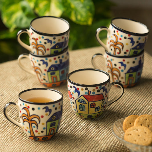 "Hut Harmony" Ceramic Cup - Set of 6