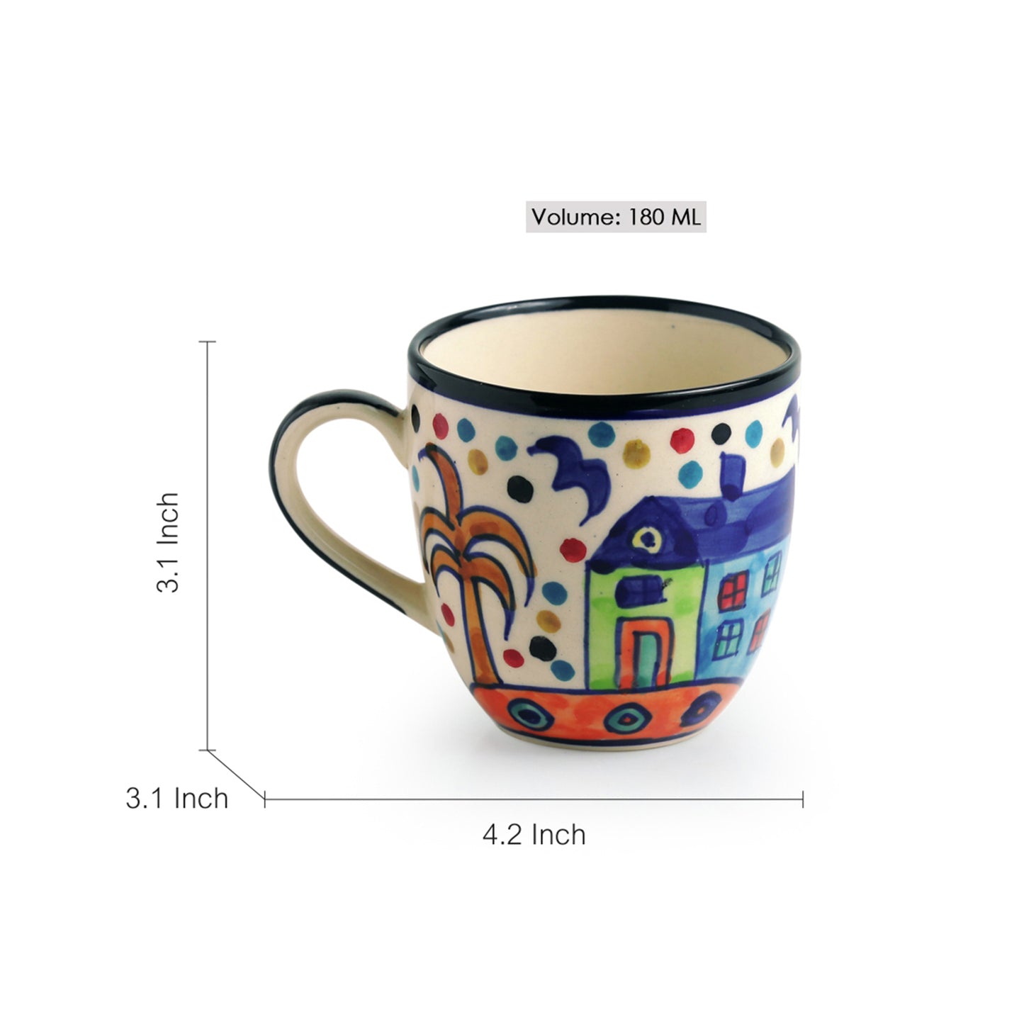 "Hut Harmony" Ceramic Cup - Set of 6