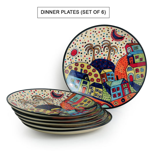 ‘Whispers of Puducherry’ Hand-Painted Dinner Plates (Set of 2, 10.3")