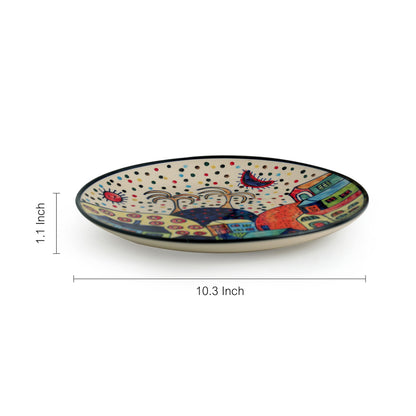 ‘Whispers of Puducherry’ Hand-Painted Dinner Plates (Set of 2, 10.3")