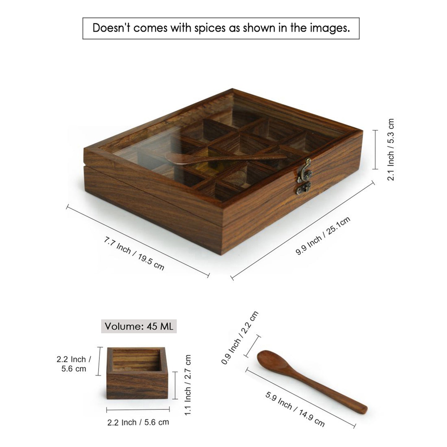 Handcrafted Wooden Spice Organizer – 12-Compartment Box