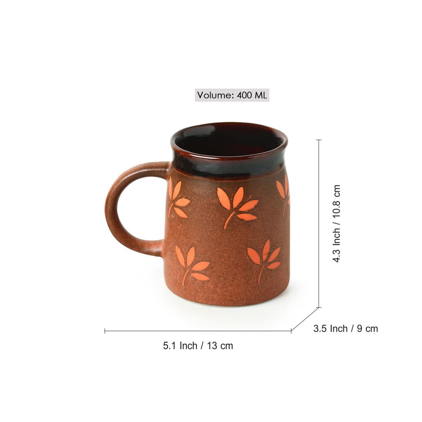 Leaf Sips Handcrafted Ceramic Mug Set (Set of 2)