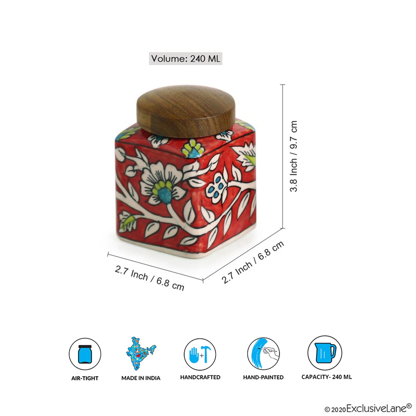 Mughal Heritage in Every Stroke – Red Floral Hand-painted Ceramic Jars (Set of 2)