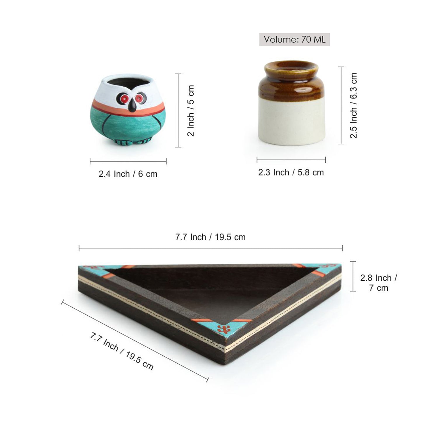 “Oasis Owlet” Handcrafted Salt & Pepper Set with Owl Toothpick Holder & Wooden Tray