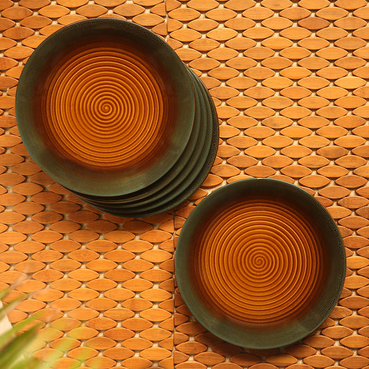 ‘Volcanic Reverie’ Studio Pottery Dinner Plates (Set of 2, Microwave Safe)