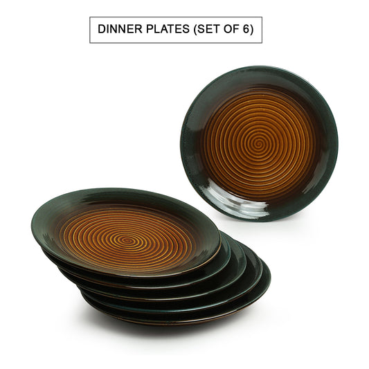 ‘Volcanic Reverie’ Studio Pottery Dinner Plates (Set of 2, Microwave Safe)