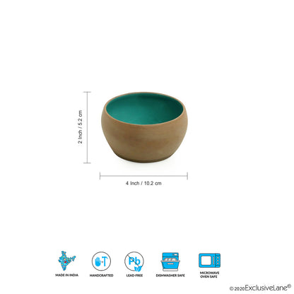 Earthen Turquoise – Hand-Glazed Ceramic Katoris (Set of 4, 180 ML, Microwave Safe)