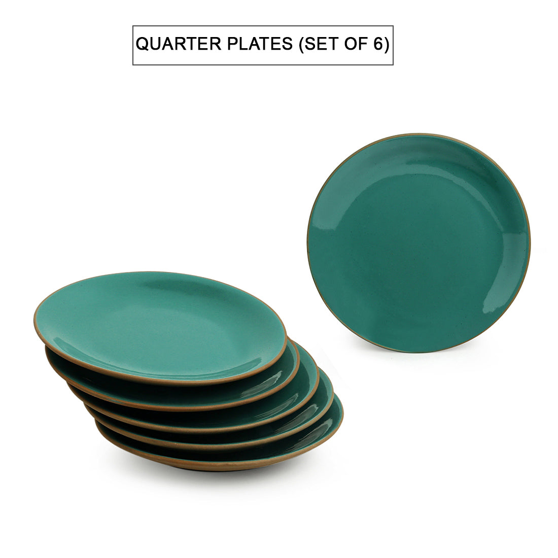 Earthen Turquoise Hand Glazed Side/Quarter Plates In Ceramic