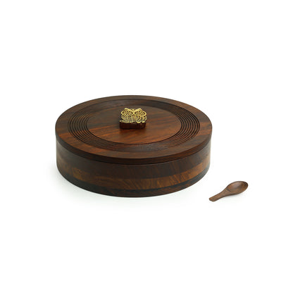 “Mystic Owl Block” – Hand-Carved Sheesham Wood Spice Box (7 Compartments, 80 ml each)