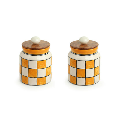 Shatranj Checkered Hand-painted Multi-Purpose Storage Jars & Containers in Ceramic